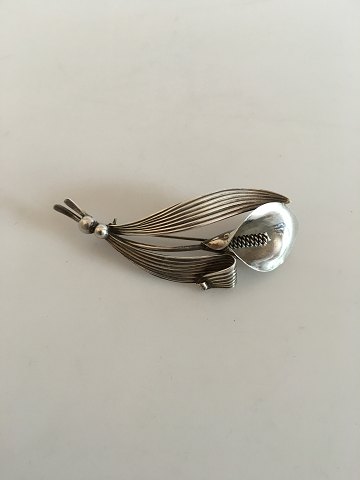 N.E. From Sterling Silver Brooch in form of a flower