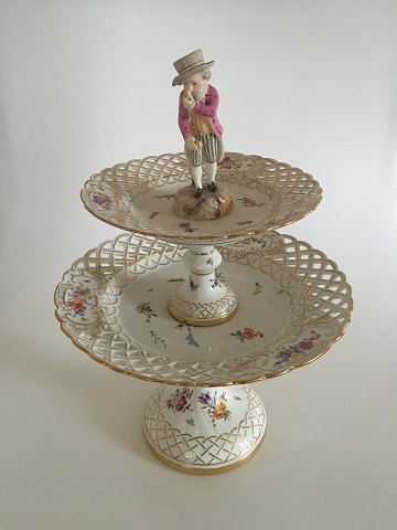 Royal Copenhagen Fuld Saksisk blomst opsats med figur 41cm