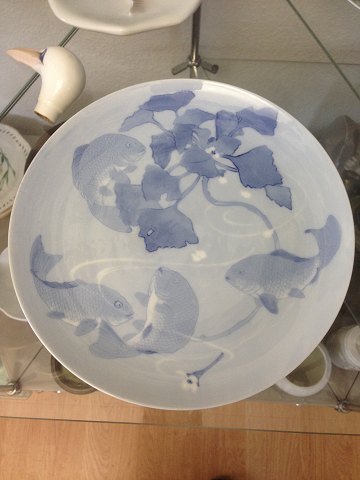 Royal Copenhagen Art Nouveau Unique Wall Charger with Fish/Carps by August Hallin from November 1888