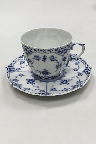 Royal Copenhagen Blue Fluted Full Lace Coffee Cup and Saucer No. 1035