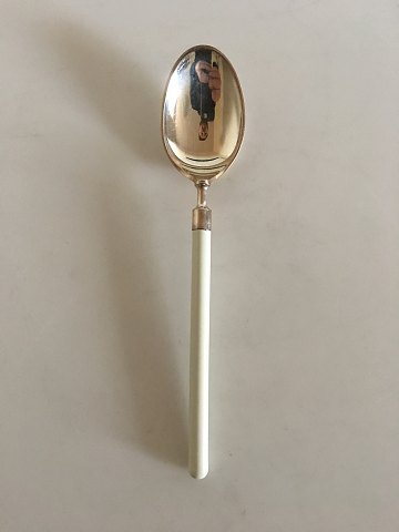 Hans Hansen Amalie Silver Dessert Spoon with White Enamel Handle