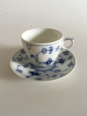 Royal Copenhagen Blue Fluted Plain Coffee Cup and Saucer No. 2162