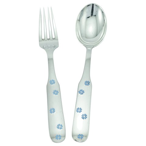 A. Michelsen, Tove & Edvard Kindt-Larsen; Børnebestik af sterling sølv med emalje