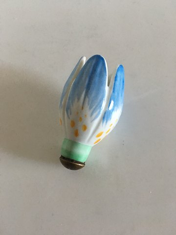Royal Copenhagen Blue Porcelain Flower. Originally a decorative part of a chandelier. Measures 6.5 cm. In nice condition
