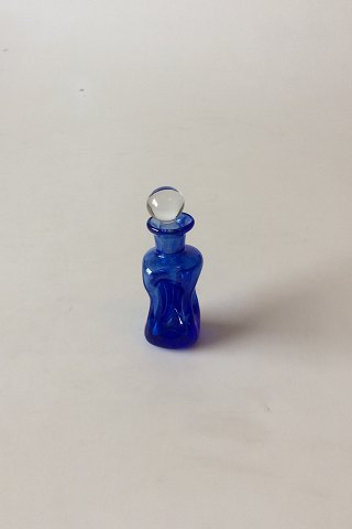 Miniature Holmegaard / Kastrup Glassworks Little Kluk Kluk Decanter in Blue Glass with Clear Bottle Lid