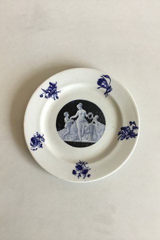 Aluminia Porcelain Plate with Blue Lithographic Print of Thorvaldsen motif. C. 1880
