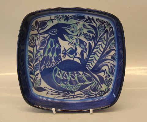 Aluminia kunstfajance Aluminia Fajance 143-2884 Blå fantasifugl, stor  22.3 x 22.3 cm  T Marianne Johnson