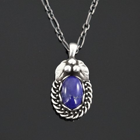 Georg Jensen; Heritage jewellery, 1992, made of sterling silver set with lapis lazuli
