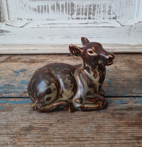 Royal Copenhagen figure in Sung glazed stoneware in the shape of deer. Knud Kyhn no. 20183