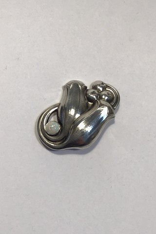 Georg Jensen Sterling Silver Brooch No 100B Opal
