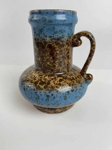 Strehla vase i blå og brun glasur fra Østtyskland, Midten af det 20. århundrede