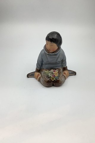 Royal Copenhagen Overglaze Figurine - Boy with Flowers from Greenland No. 12419