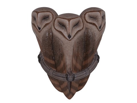 Royal Copenhagen Rare wall pocket vase with three owls