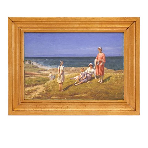 N. F. Schiøttz-Jensen, 1855-1941, oil on canvas. 
The beach at Lønstrup. Signed and dated 1920. 
Visible size: 37x55cm. With frame: 54x72cm