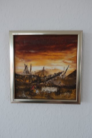 Stig Sander painting
About 24cm x 24cm incl. the frame
Stig Sander: 1945-2012, Denmark
The price is per item
In a very good condition