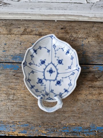 B&G Blue fluted small leaf-shaped dish no. 198