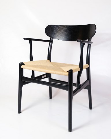 Lænestol - Model CH26 - Sort egetræ - lyst papirgarn - Carl Hansen & Søn - Hans 
J. Wegner
Flot stand
