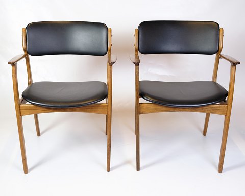 Set of Two Armchairs - Model OD50 - Rosewood and Black Leather - Erik Buch - O.D 
Furniture - 1950s
Great condition
