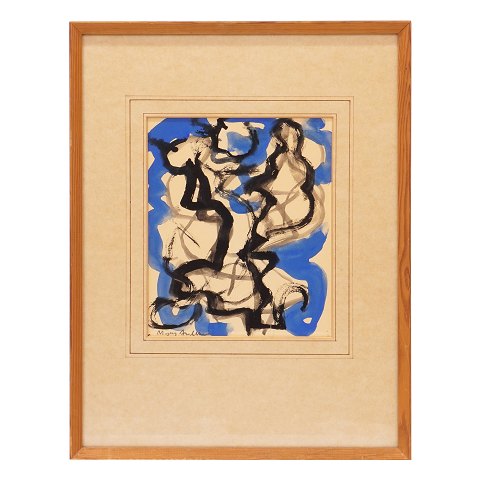 Mogens Andersen, 1916-2003, composition. Mixed 
media, paper. Signed. Visible size: 40x29,5cm. 
With frame: 58x46cm