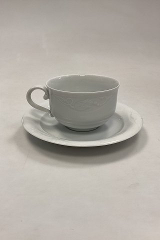 Royal Copenhagen White Magnolia Glazed Teacup and Saucer No. 84/85
