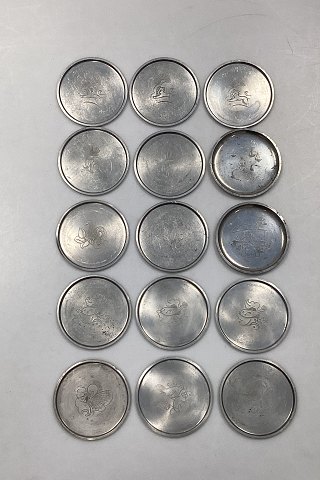 Sæt på 15 Just Andersen Tin Glasbrikker No 1176