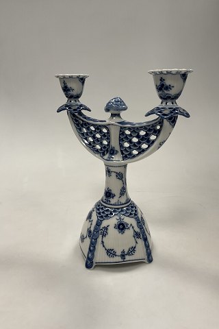 Royal Copenhagen Blue Fluted Full Lace Two-Armed Candelabra No 506 / No 1169