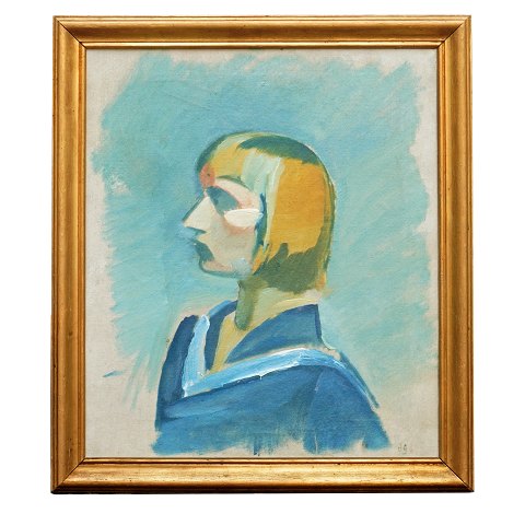 Harald Gierisng, 1881-1927, oil on canvas. 
Portrait of the artist's wife. Signed. Visible 
size: 60x50cm. With frame: 70x60cm