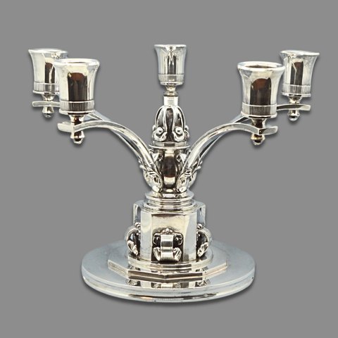 Evald Nielsen; Five-armed candlestick in silver
