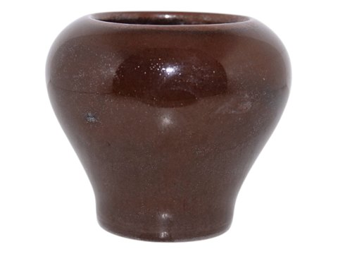 Royal Copenhagen keramikMørkebrun miniaturevase - glasurprøve
