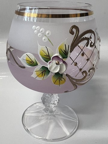 Rømerglas Cognac med blomstermotiv Pastel Rosa.Højde 12,0 cm.