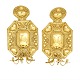 A pair of big wall candle holders, with three arms, brass
