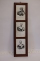 Frame with 3 prints of:
- Frederik d. IV
- Louise, Frederik d. IV's 1. Gemalinde (consort)
- Anna Sophie, Frederik d. IV's 2. Gemalinde 
(consort)
Printed in Em. Bærentzen & Co. Lith. Inst., 
Denmark
About 1900
Frame made of pinewood