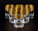 Rimpler Kristall, Zwiesel, Germany, six mouth blown crystal shot glasses with gold rim.
