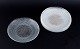 Murano, Italy, a set of six clear glass plates with spiral-shaped gold decoration.