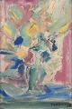 Joseph terdjan. 1925-2001, libanesisk kunstner, boede i Paris fra 1960´erne.Udstillinger i Paris og Beirut.Olie på lærred. Stilleben med blomst i en vase i abstrakt stil. Pastose strøg. Koloristisk palette.