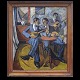 Victor Isbrand, 1897-1988, Öl auf Platte. Kubistische Komposition, "Das Trio stimmt ihre Instrumente". Signiert und datiert 1918. Mehrmals ausgestellt und in der Literatur abgebildet. Lichtmasse: 105x88cm. Mit Rahmen: 121x106cm
