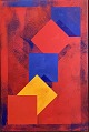 "Composition" Oil painting on canvas, in gray frame.