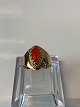 18 carat gold, Ladies ring with red stone.
Ring size 49.