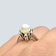 Ole Lynggaard; Ring i 18 kt. hvidguld med  perle og diamanter