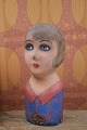 Original, antique French mini wig head (Millinery head) from the 1800s, painted papier-mâché...