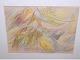 Erik OrtvadOil-chalk painting with abstract shapes in warm colors from 1947