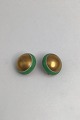 Royal Copenhagen Porcelain Earrings Green / Gold (Clips)