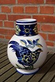 Blue Pheasant China faience porcelain, large plump vases 20.5-21cm. Stock 2