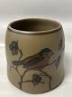 Bornholm pottery, Hjorth, Bowl with bird motif.Height 8 cm.