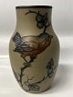 Bornholm pottery, Hjorth, Vase with bird motif.Height 12.5 cm.