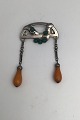 Georg Jensen 826 Silver Brooch Amber / Chrysopras (No 8) ...