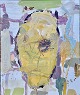 "Composition" Oil painting on canvas in a wide blind frame.