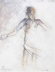 Nis Schmidt, "Den 1. dag", mixed media på papir, listet ...