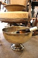 Large old French wine / champagne cooler in brass with silver-plated base and a fine patina...