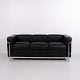 LC2 3 Personers Sofa i Originalt Sort Læder og Kromstål ...